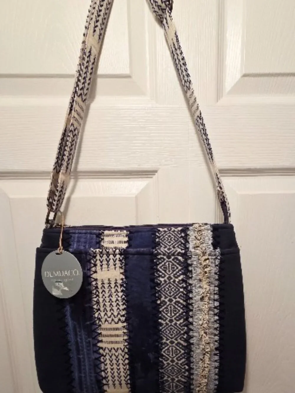 DEMDACO Your Journey Indigo Crossbody Bag - Blue/Cream - Size Medium NWT